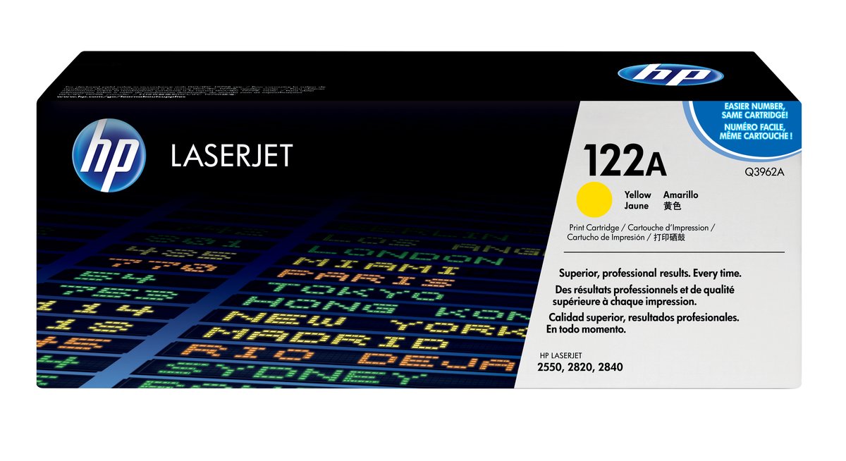 HP Q3962A no.122a Yellow toner , 4000pages - for HP color laser 2550 series ; color laserjet a-i-o 28202840