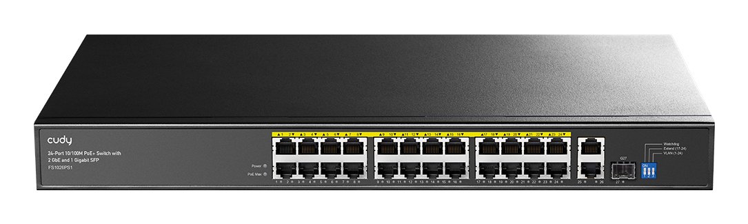 CUDY FS1026P 26-PORT (24X POE / 2X GBE UPLINK / 1X SFP) ETHERNET 300W POE+ SWITCH