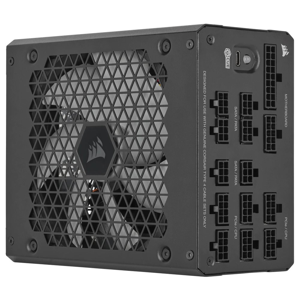 Corsair HX1000i — 1000 Watt 80 PLUS® Platinum; 10yr Warranty;ATX(1);EPS (3);PCI-E (4);4-Pin Peripheral (8);SATA (8);12VHPWR (1)