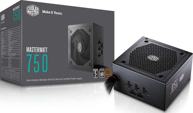 Cooler Master Masterwatt Bronze 750W ATX Power Supply; 80+ Bronze; Semi Modular; 5y Warranty.