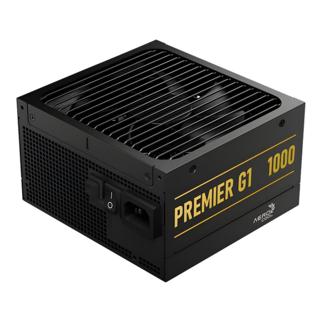 Aerocool Premier G1 Gold 1000W PSU - ATX 3.1 PCIe5.1 - ATX 24 PIN; 1x 4+4PIN CPU; 1x CPU 8PIN; 12x SATA; 2x PATA; 9x PCIe 6+2PIN