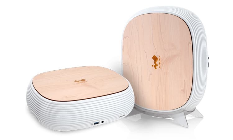 In-Win B1 pure White mini-itx desktop case with vertical stand + 200W 80 plus gold psu , White + wood finish side panel , brushed-hairline aluminium ; 1x front usb3.0 + audio in/out - 2x 2.5" , 1x 80mm fan - mini-itx