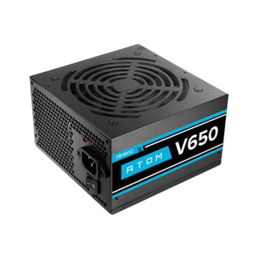 Antec ATOM V650 Atom V650 650w - 24pin ( 4pin detachable ) , 1x EPS12V , 2x 8pin (2+6) PCI-E power , 5x SATA + 2x 4pin molex + 1x FDD , 120mm Silent fan - with OPP / OVP / SCP / NLO protections , 2 years warranty - no power cord