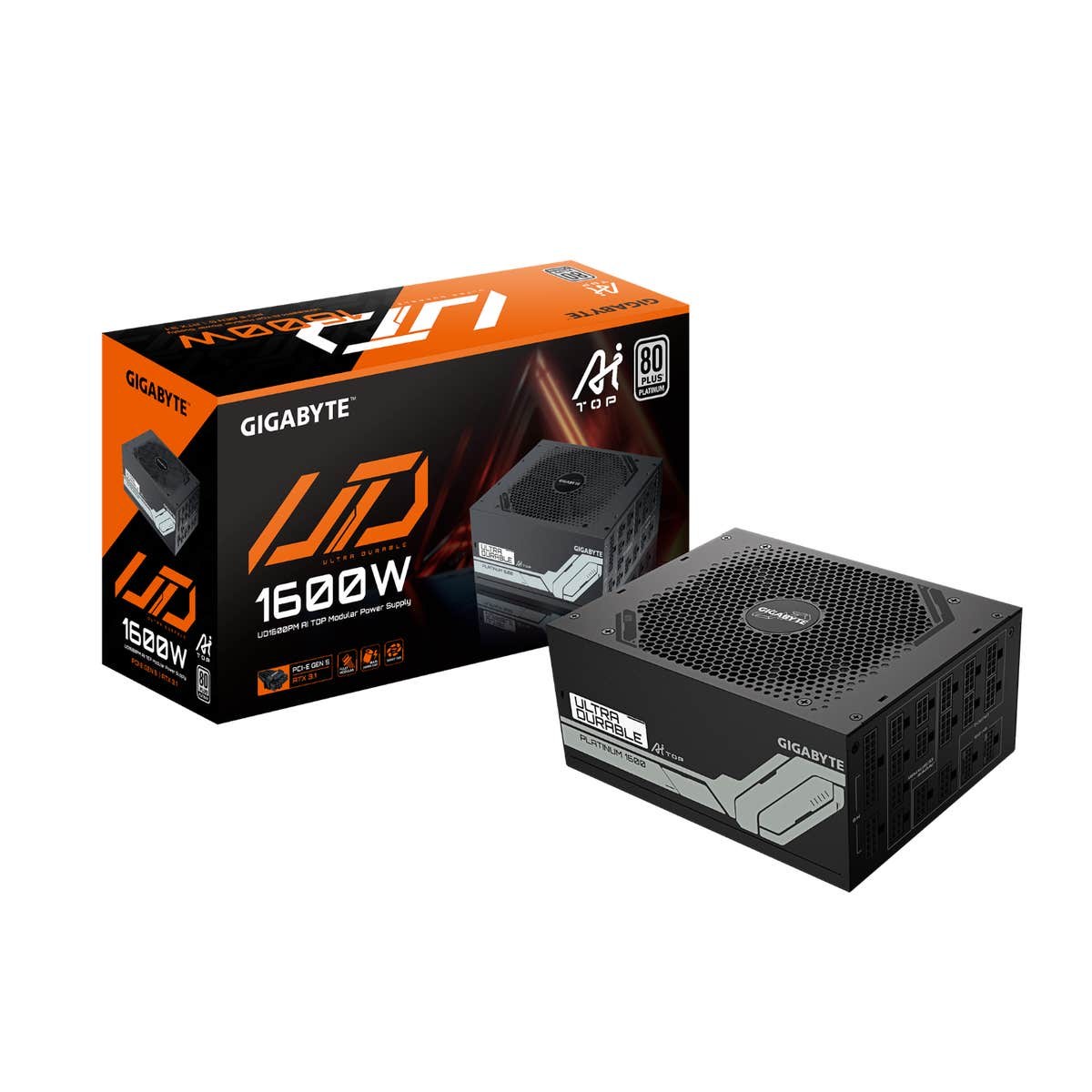 Gigabyte GP-UD1600GM PG5 1600W PSU, 80+ Gold, Fully Modular, ATX 3.0, PCI-E Gen5, 12VHPWR, 135mm smart fan, OVP/UVP/OPP/SCP protection