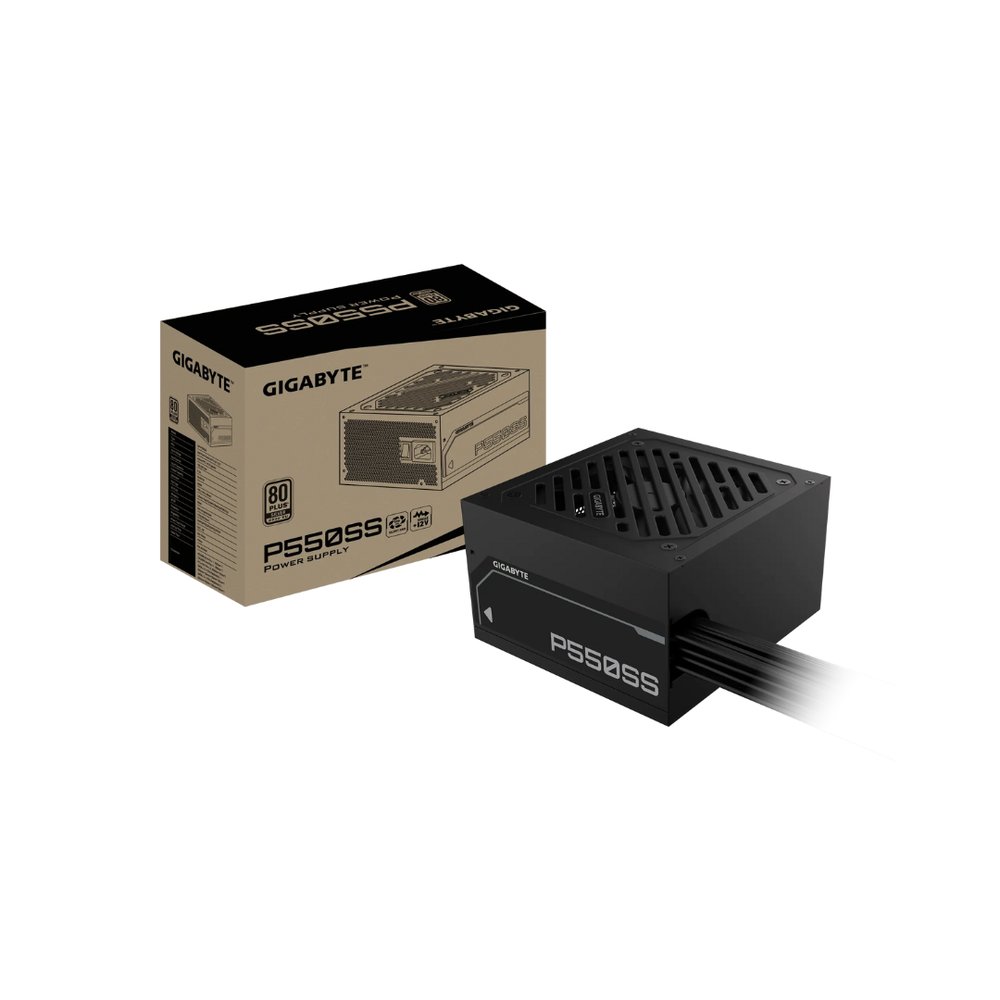 Gigabyte GP-P550SS 550w 80plus Silver - Intel ATX 12V v3.0 (ATX3.1 compatible) - 24pin ( 4pin detachable ) , 1x EPS12V , 2x 8pin (2+6) PCI-E power , 5x SATA + 3x 4pin molex, flat all black cable design , 120mm FDB fan ( Fluid Dynamic Bearing ) - with OCP / OVP / UVP / OPP / SCP / OTP protections , 3 years warranty - no power cord