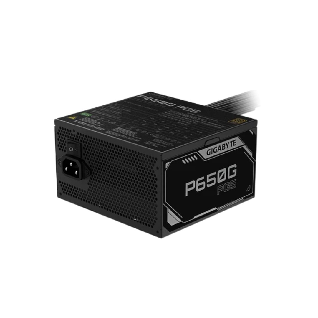 Gigabyte P650G Gen5 650W 80+ Gold power supply with PCIe Gen5 compatibility and reliable, efficient modular cabling.