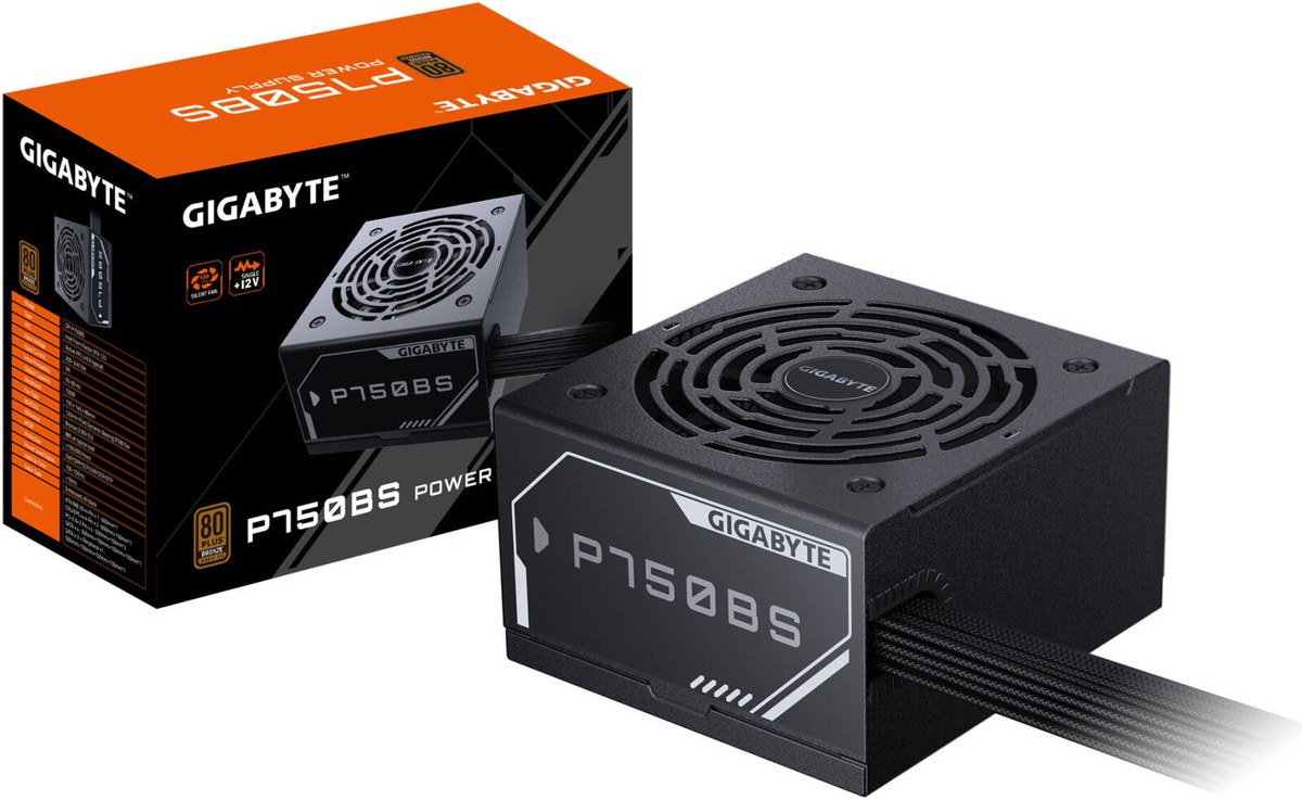 Gigabyte P750BS 750W 80+ Bronze certified PSU offering stable performance and durable, costeffective power delivery.