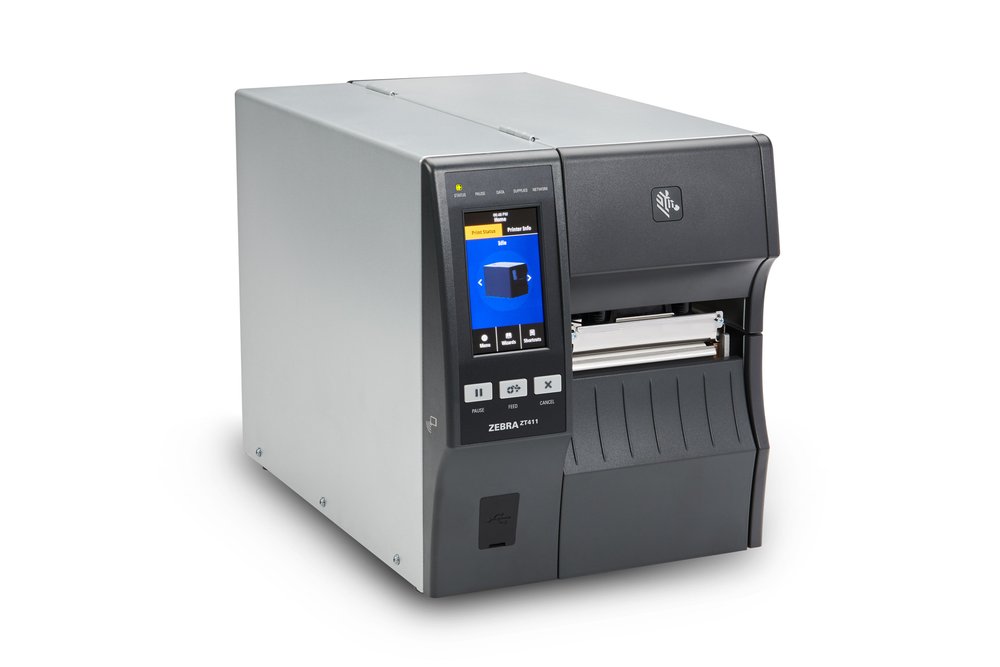 Zebra-TT Printer ZT411; 4''; 203 dpi; Euro and UK cord; Serial; USB; 10/100 Ethernet; Bluetooth 4.1/MFi; USB Host; EZPL