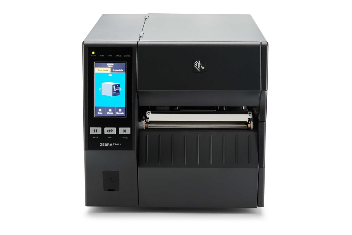 Zebra TT Printer ZT421; 6''; 203 dpi; Euro and UK Cord; Serial; USB; 10/100 Ethernet; Bluetooth 4.1/MFi; USB Host; RFID U