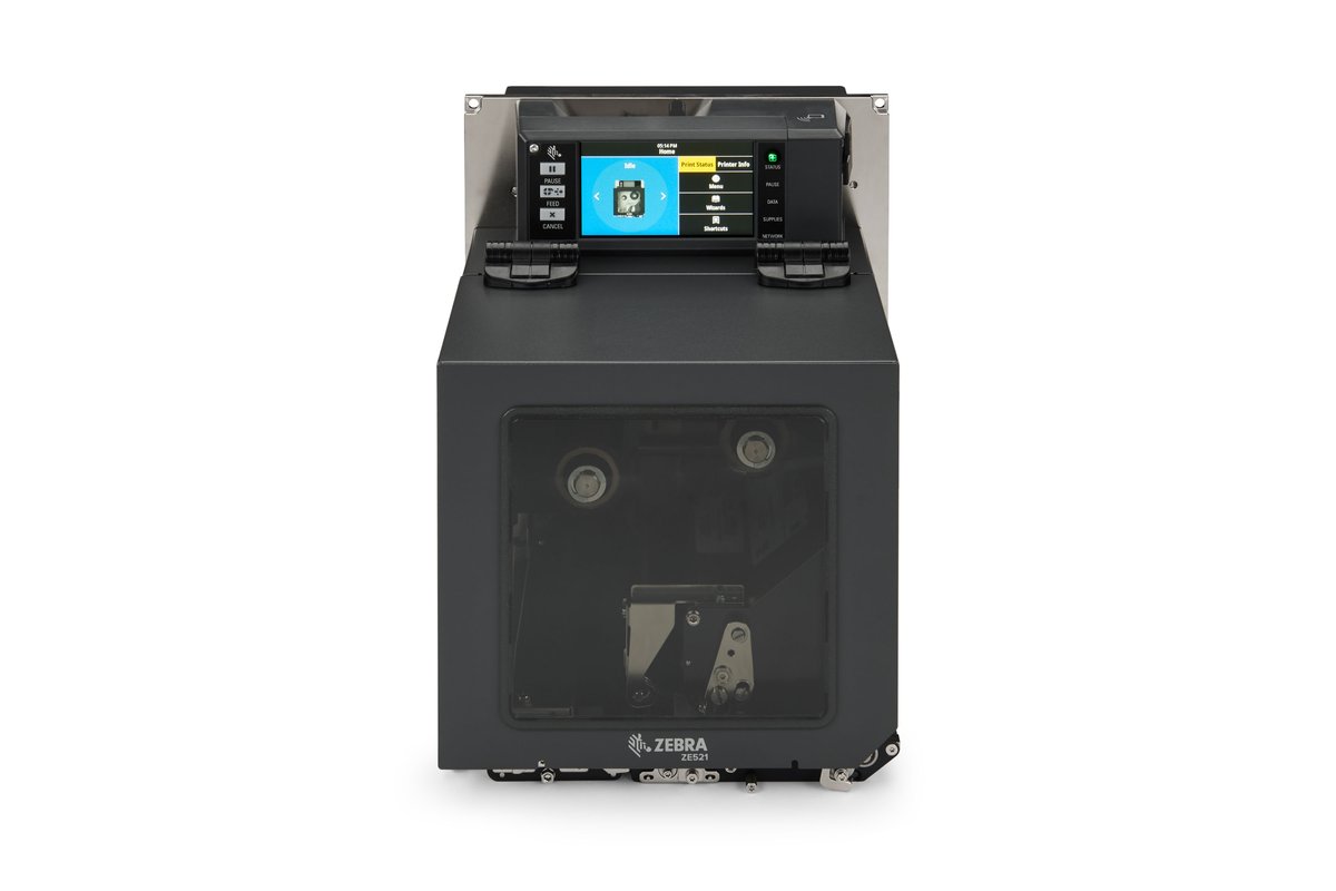 Zebra TT Printer ZE521; 6''; 300 dpi; RH; Euro and UK cord; USB; Serial; Ethernet; Bluetooth 4.1; Dual USB Host; Color Touch; ZP