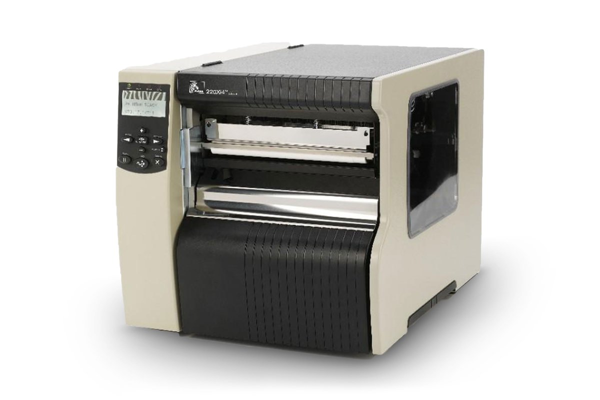 Zebra TT Printer 220Xi4; 203dpi; Euro/ UK cord; Swiss 721 font; Serial; Parallel; USB; Int 10/100; Rewind with Peel; Bifold Medi
