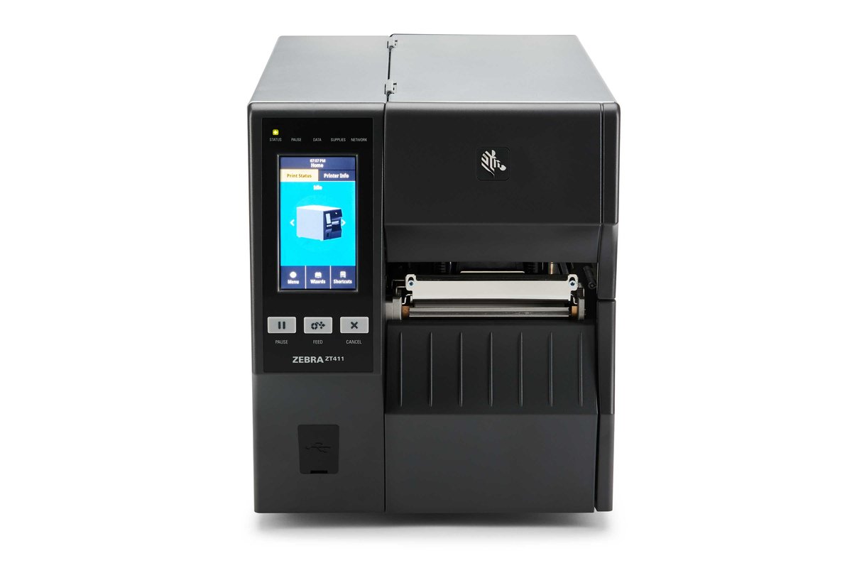 Zebra - TT Printer ZT411; 4''; 203 dpi; Euro and UK cord; Serial; USB; 10/100 Ethernet; Bluetooth 4.1/MFi; USB Host; RFID UHF En