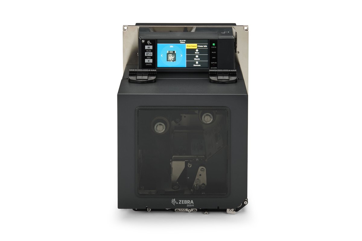 Zebra TT Printer ZE511; 4''; 203 dpi; RH; Euro and UK cord; USB; Serial; Ethernet; Bluetooth 4.1; Dual USB Host; Color Touch; ZP