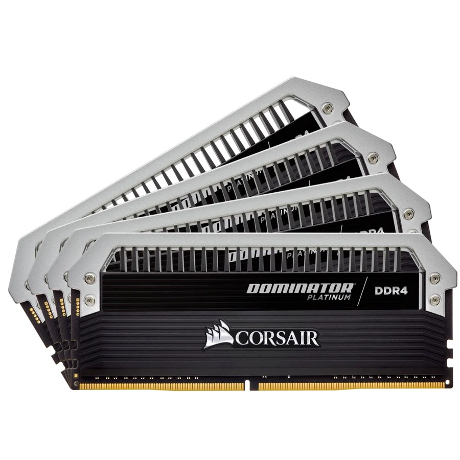 Corsair CMD64GX4M4A2400C14 dominator Platinum with DHX technology + with white LED light bar + DHX Pro / corsair link , with 8-layer PCB , 16Gb x 4 kit - support Intel XMP ( eXtreme Memory Profiles ) , Ddr4-2400 ( pc4-19200) , CL14 , 1.2v - 288pin - lifetime warranty