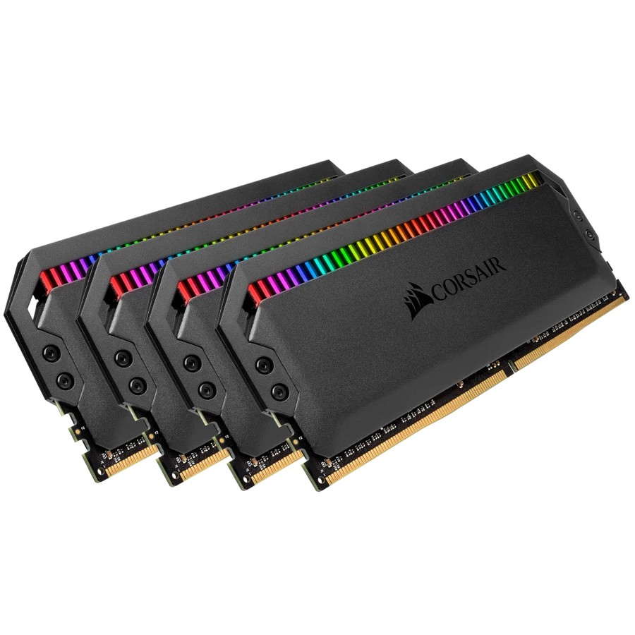 Corsair CMT64GX4M4C3200C16 / CMT64GX4M4E3200C16 dominator Platinum RGB ( 12x LEDs per module ) , with DHX technology + DHX Pro / corsair link , with 8-layer PCB , 16Gb x 4 kit - support Intel XMP ( eXtreme Memory Profiles ) , Ddr4-3200 ( pc4-25600) , CL16 , 1.35v - 288pin - lifetime warranty
