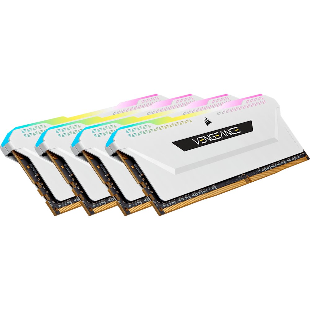 Corsair CMH32GX4M4D3600C18W vengeance RGB pro sL ( 44.8mm low-profile + dynamic multi-zone RGB with 10 LEDs per module ) - White heatsink , 8Gbx 4 kit - 8-layer PCB , Ddr4-3600 ( pc4-28800) , CL18 , 1.35v - 288pin - lifetime warranty