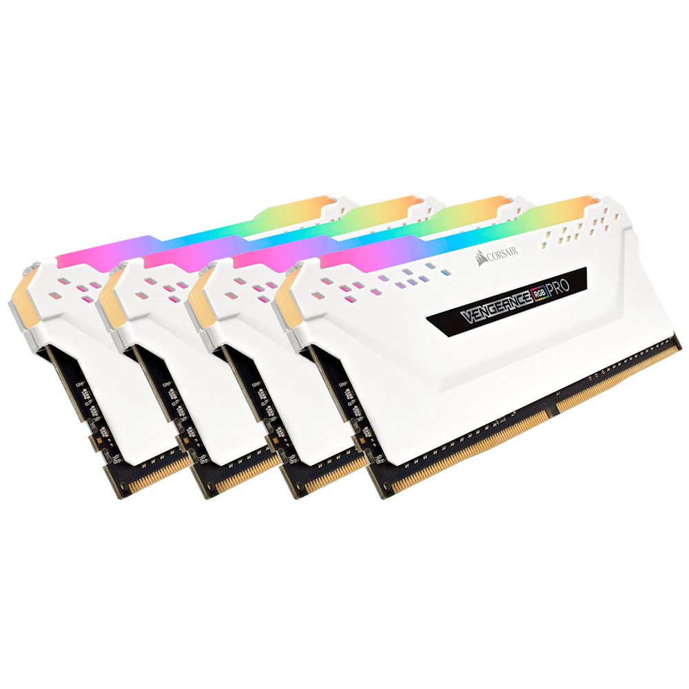 Corsair CMW32GX4M4C3600C18W vengeance RGB Pro ( Dynamic Multi-Zone RGB with 10 LEDs per module ) - White heatsink , 8Gbx 4 kit - 8-layer PCB , support Intel XMP ( eXtreme Memory Profiles ) , Ddr4-3600 ( pc4-28800) , CL18 , 1.35v - 288pin - lifetime warranty