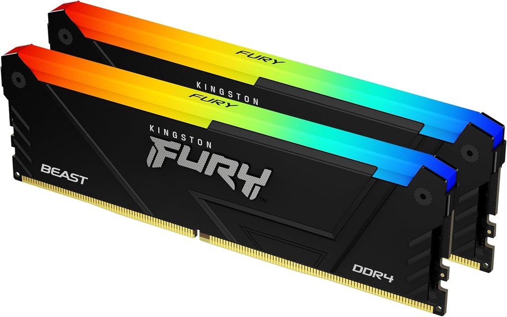 Kingston RGB Fury beast KF436C18BBAK2/32 / KF436C18BB2AK2/32 , DDR4-3600 ( pc4-28800) , with asymmetrical heatsink , CL18 , 16Gb x 2 kit - support Intel XMP ( eXtreme Memory Profiles ) , 1.35 - 288pin - lifetime warranty