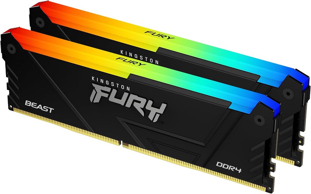 Kingston hyper-x RGB Fury HX426C16FB3A/32 / RGB Fury beast KF426C16BBA/32 / KF426C16BB2A/32 , DDR4-2666 ( pc4-21300) , with asymmetrical heatsink , CL16 , 32Gb - support Intel XMP ( eXtreme Memory Profiles ) , 1.2v - 288pin - lifetime warranty