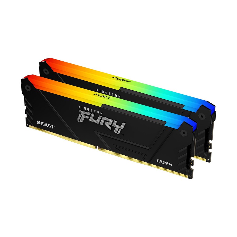 Kingston hyper-x RGB Fury HX432C16FB3AK2/64 / RGB Fury beast KF432C16BBAK2/64 / KF432C16BB2AK2/64 , DDR4-3200 ( pc4-25600) , with asymmetrical heatsink , CL16 , 32Gb x 2 kit - support Intel XMP ( eXtreme Memory Profiles ) , 1.35v - 288pin - lifetime warranty