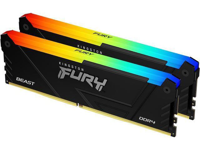 Kingston hyper-x RGB Fury HX436C17FB3AK4/32 / RGB Fury beast KF436C17BBAK4/32 , DDR4-3600 ( pc4-28800) , with asymmetrical heatsink , CL17 , 8Gb x 4 kit - support Intel XMP ( eXtreme Memory Profiles ) , 1.35 - 288pin - lifetime warranty