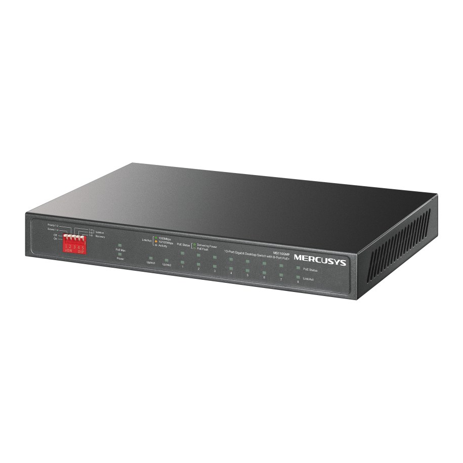 Mercusys MS110GMP 10-Port Gigabit Desktop Switch with 8-Port PoE+