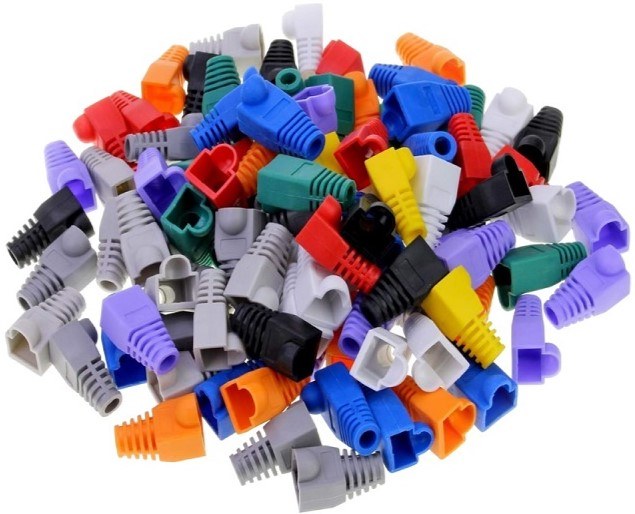 Netix RJ45 Rubber Boots - 100 Pack, Assorted Colours