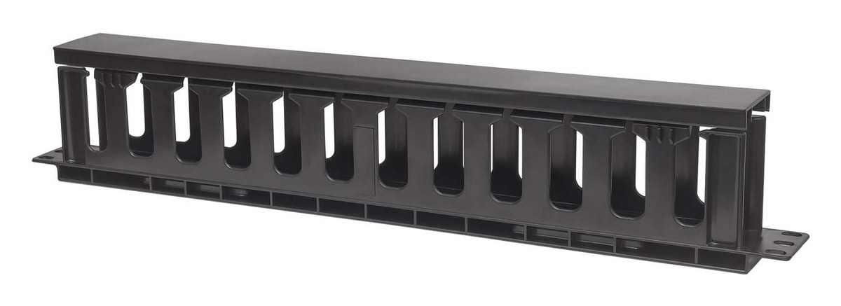 Intellinet 19" 1U Cable Management Panel with Cover, Black (714679)