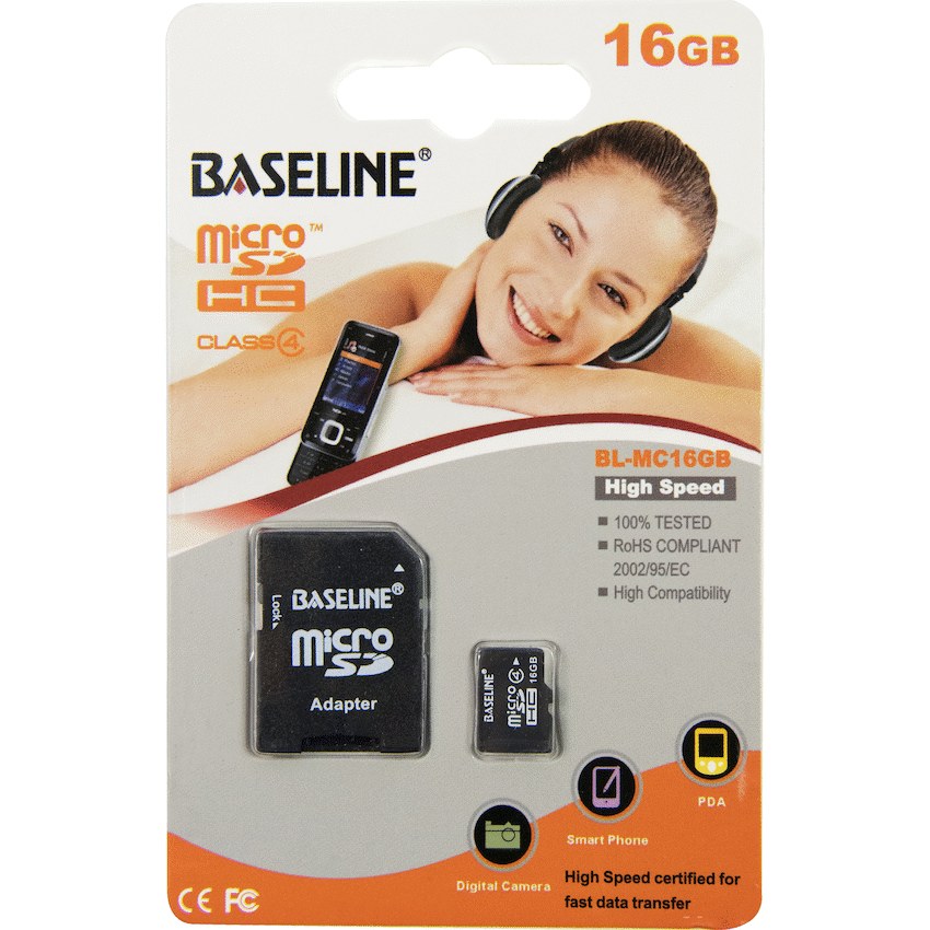 Baseline 16GB microSDHC Memory Card with SD Adapter (BL-MC16GB)