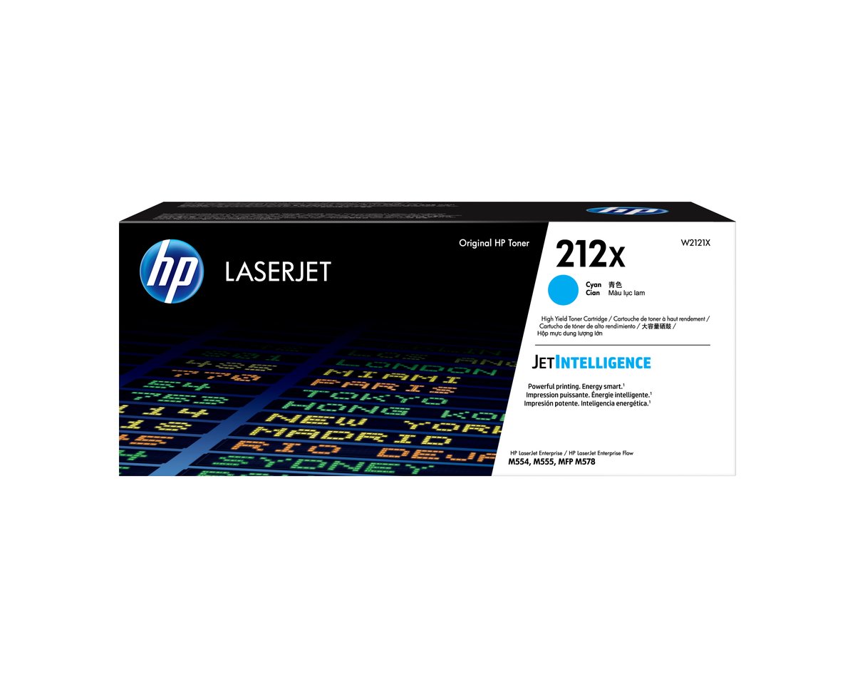 HP 212X High Yield Cyan Original LaserJet Toner Cartridge, 10,000 pages (W2121X)
