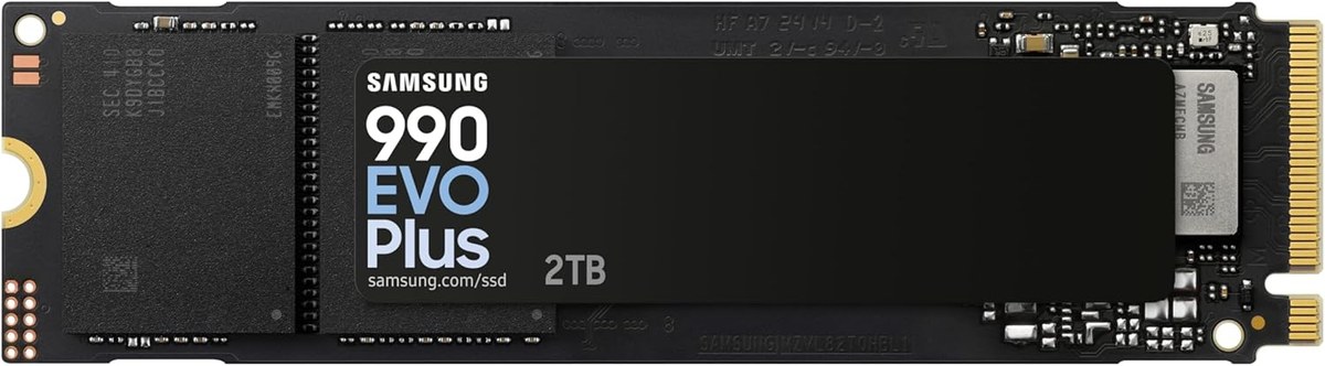 Samsung SSD SAMSUNG MZ-V9S2T0BW 990 EVO Plus 2TB NVMe SSD - Read Speed up to 7250 MB/s; Write Speed to up 6300 MB/s; Random Read up to 1 000