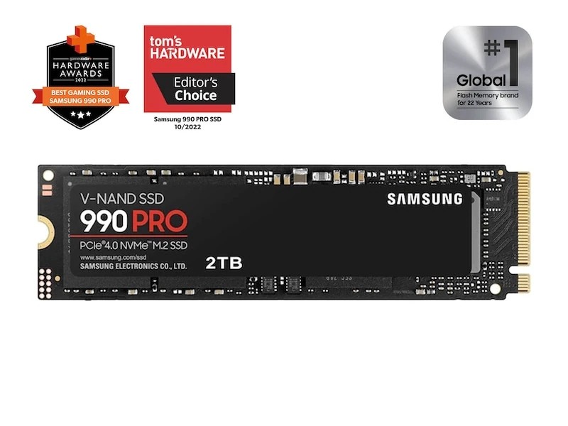 Samsung SSD SAMSUNG MZ-V9P2T0BW 990 PRO 2 TB NVMe SSD - Read Speed up to 7450 MB/s; Write Speed to up 6900 MB/s; Random Read up to 1400000 I
