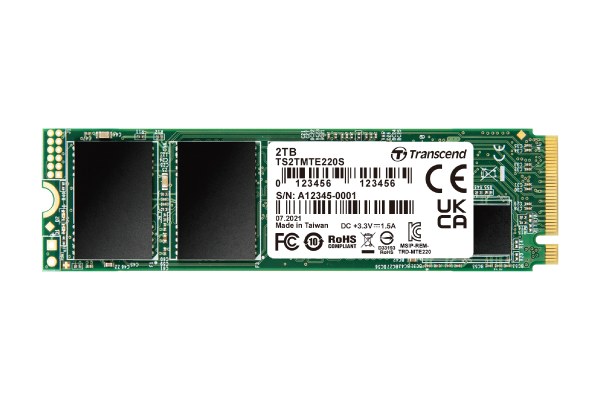 TRANSCEND 2TB MTE220S PCI-E GEN 3x4 NVMe M.2 2280 SSD 3D TLC with DRAM cache - 3500 MB/s Read 2900 MB/s Write - 4400 TBW