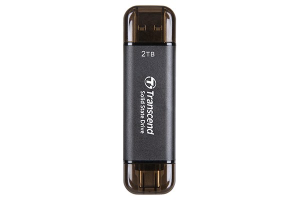TRANSCEND 2 TB ESD310C USB3.2 TYPE A & C (USB 10Gbps) OTG COMPACT PORTABLE SSD - Read 1050MB/s Write 950 MB/s - Black