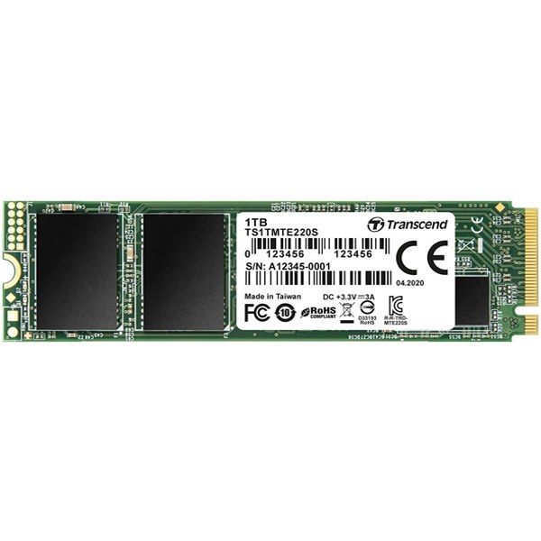 TRANSCEND 1TB MTE220S PCI-E GEN 3x4 NVMe M.2 2280 SSD 3D TLC with DRAM cache -3500 MB/s Read 3200 MB/s Write - 2200 TBW