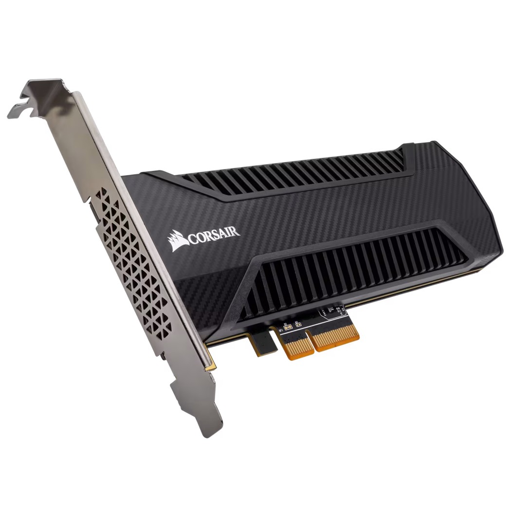 Corsair CSSD-N1600GBNX500 NX500 series 1.6Tb/1600Gb NVMe PCi-E Gen3 (4x) MLC SSD , with full-height + low-profile bracket , Phison PS5007-E7 controller ( quad-cores / 8-channel ) , built-in hardware AES-256 encryption , max read/write : 3000/2300mb/sec , maximum 4K ioPS read/write : 300000 / 270000 - 2 millions MTBF with 2793 TBW - 5 years warranty