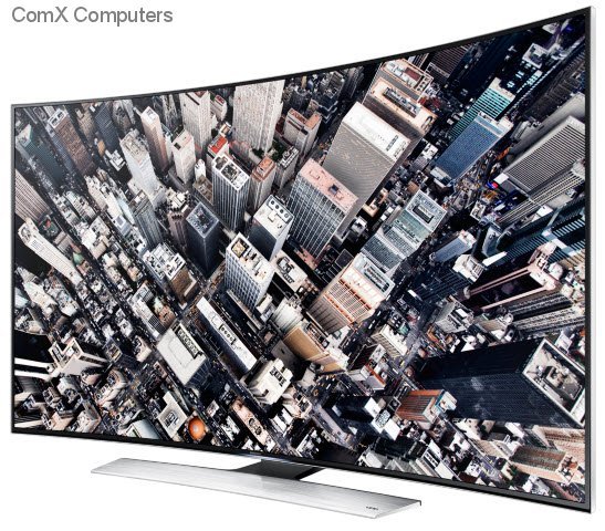 Samsung ua55HU9000 55" UHD Curved 3D Smart Interaction Slim LED TV with voice/motion control + Multi-Link Screen ( QUAD ) + built-in camera + face recognition , with Micro Dimming ultimate + Local Dimming for precision black + 7mm slim bezel , smart hub + smart TV + network ready ( wired + wireless ) + ultra clear panel + BD wise plus + EPG + time shift - clear motion plus 1200hz , 60w 3D ( 4x10w + 2x 10w woofer ) SRS full range speaker , 3840x2160 Ultra HD ; vesa-wall mountable - 4x HDMi + component + RCA + 3x usb + optical digial audio + RF-in for satellite - 2 years warranty