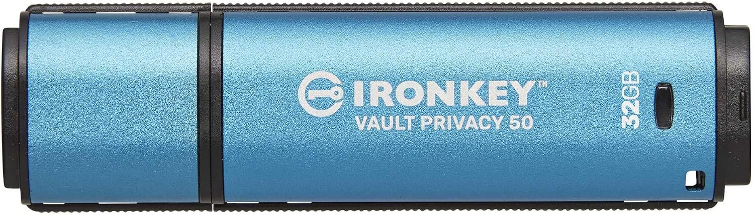 kingston iKVP50/32GB IronKey Vault Privacy 50 series , usb3 type-a flash drive , FIPS 197 Certified & XTS-AES 256-bit hardware encryption , multi-password option (Admin, User, and One-Time Recovery) , locally managed for small and medium businesses , rugged and waterproof , read/write : 250/180 mb/sec , 77.9x22x12.05mm - 5 years warranty